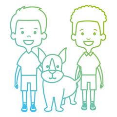 little kids with cute dog vector illustration design