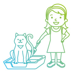 little boy with cute cat vector illustration design
