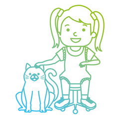 little boy with cute cat vector illustration design