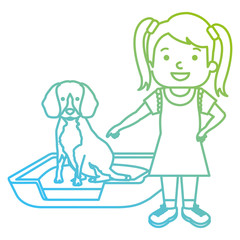 little girl with cute dog vector illustration design