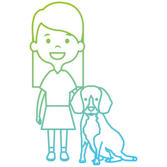 little girl with cute dog vector illustration design