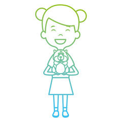 little girl with cute guinea pig vector illustration design