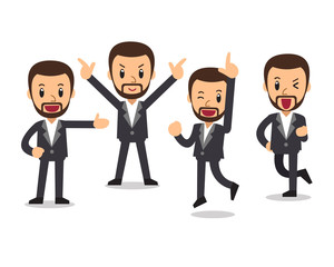 Set of vector cute cartoon businessman character poses for design.