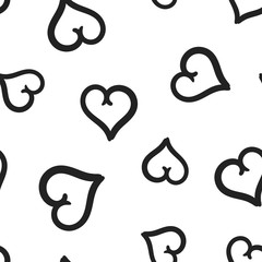 Hand drawn hearts icon seamless pattern background. Business concept vector illustration. Love sketch doodle heart symbol pattern.