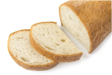 Two slice of bread on the white background