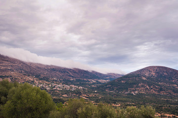 Fototapeta premium view of Kefalonia island with mountain and ionian sea. Greece.