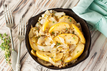 Light sauteed cabbage with apples
