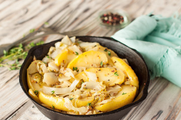 Light sauteed cabbage with apples