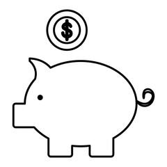 piggy savings with coins vector illustration design