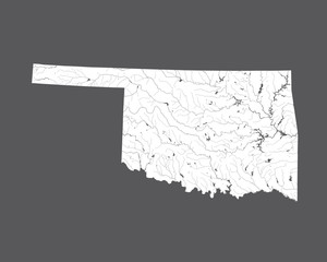 U.S. states - map of Oklahoma. Please look at my other images of cartographic series - they are all very detailed and carefully drawn by hand WITH RIVERS AND LAKES.