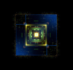 Information CPU engineering..Modern technology. Computer communications. Light effect. Big data center. .Super system. Smart core. Research and development. Virtual reality.