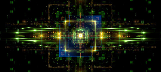 Obraz premium Information CPU engineering..Modern technology. Computer communications. Light effect. Big data center. .Super system. Smart core. Research and development. Virtual reality.