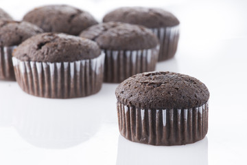homemade cupcakes isolated on white background, close up
