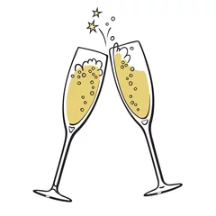Fotobehang Two glasses of champagne © Olena