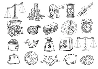 Obraz premium Sketch of business set
