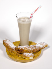 Horchata and fartons a traditional Spanish snack eaten in summer