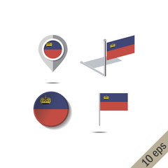 Map pins with flag of LIECHTENSTEIN - vector illustration