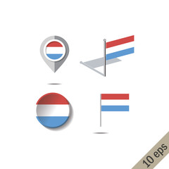 Map pins with flag of LUXEMBURG - vector illustration