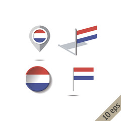 Map pins with flag of NETHERLANDS - vector illustration