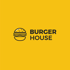 American classic burger house logo. Logotype for restaurant or cafe or fast food. 