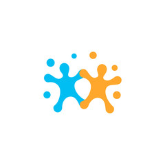 Human logo, mutual aid icon, people together abstract logotype. People support and hope symbol. Partnership vector design concept on white background.