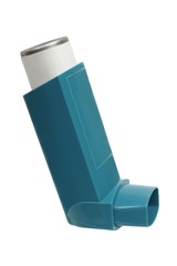 Asthma inhaler on white