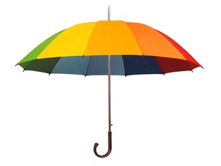 Rainbow umbrella on white