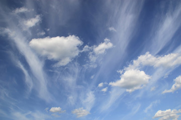 White clouds in the blue sky