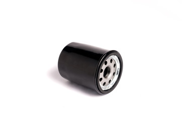 Oil filter black color cleaning internal combustion engine on a white background