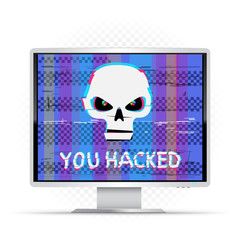 you hacked text on white monitor