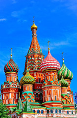 Fototapeta na wymiar View of St. Basil's cathedral on the Red Square in summer in Moscow, Russia.