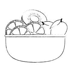 bowl with fresh fruits healthy food vector illustration design