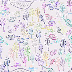 Seamless abstract illustrations of leaves, conceptual. Details, texture, messy & drawing.
