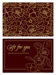 Obraz premium Design gift certificate with decorative poppies and the inscription 
