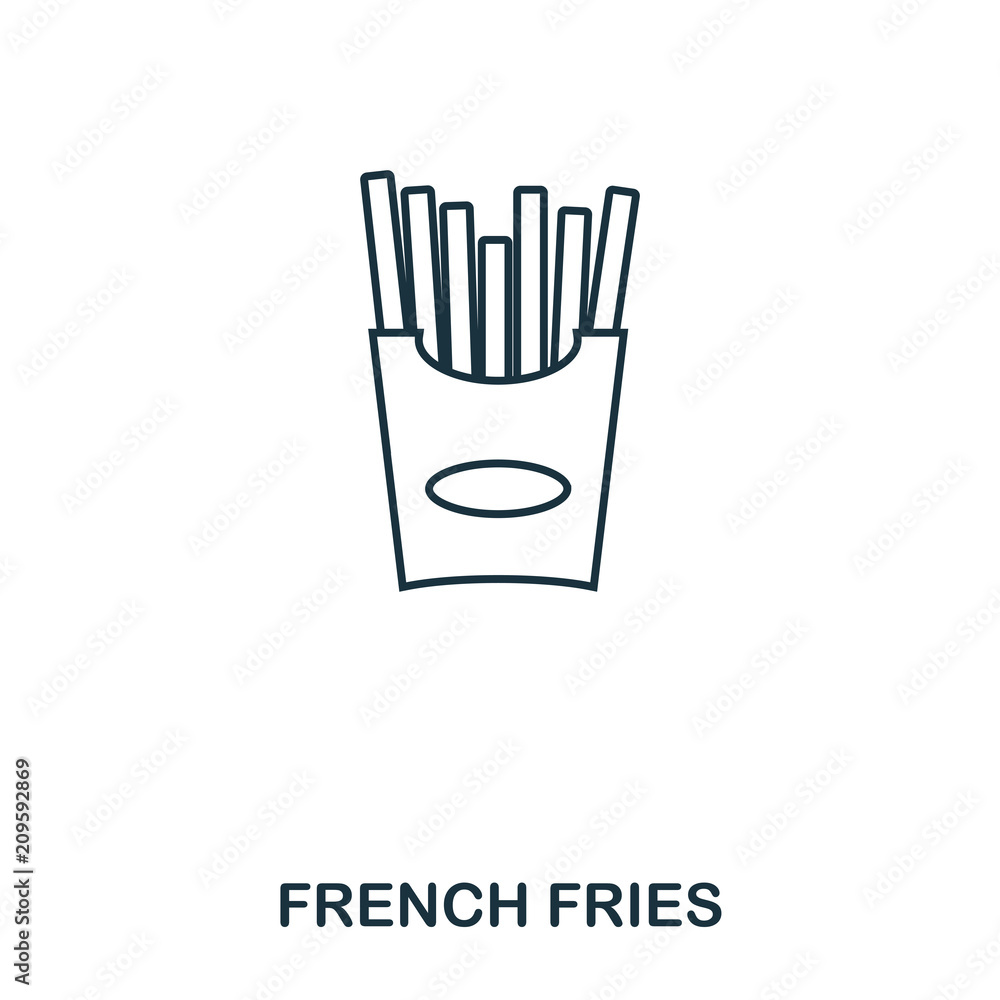 Poster simple outline french fries icon. pixel perfect linear element. french fries icon outline style for 