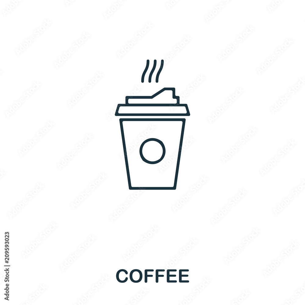 Poster simple outline coffee icon. pixel perfect linear element. coffee icon outline style for using in mob