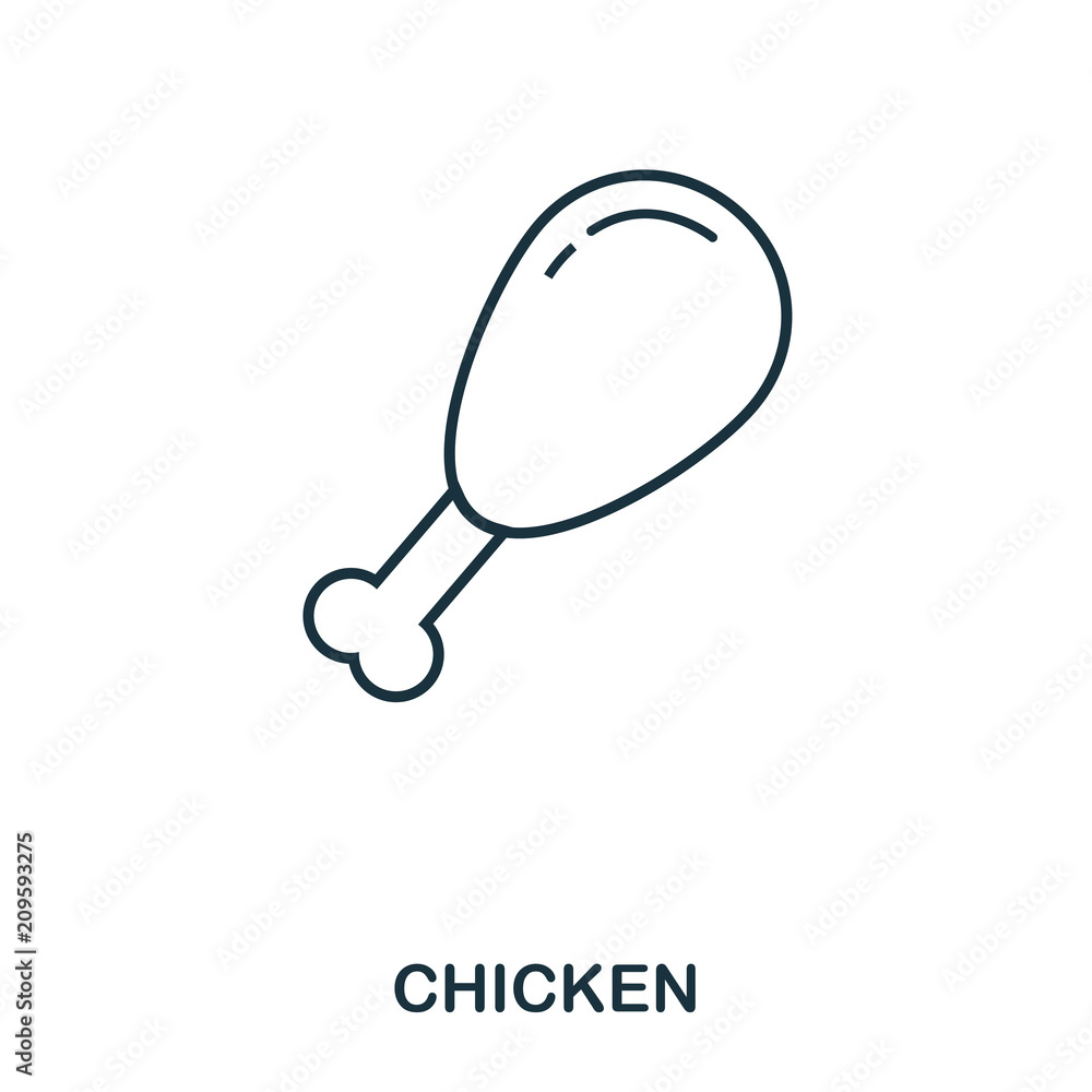 Poster simple outline chicken leg icon. pixel perfect linear element. chicken leg icon outline style for us