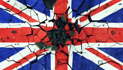 UK Flag On Cracked Concrete