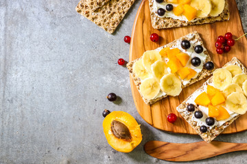 Crisp bread snack. Healthy breakfast