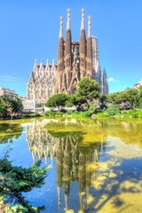 Sagrada Familia Cathedral in Barcelona, Spain - obrazy, fototapety, plakaty