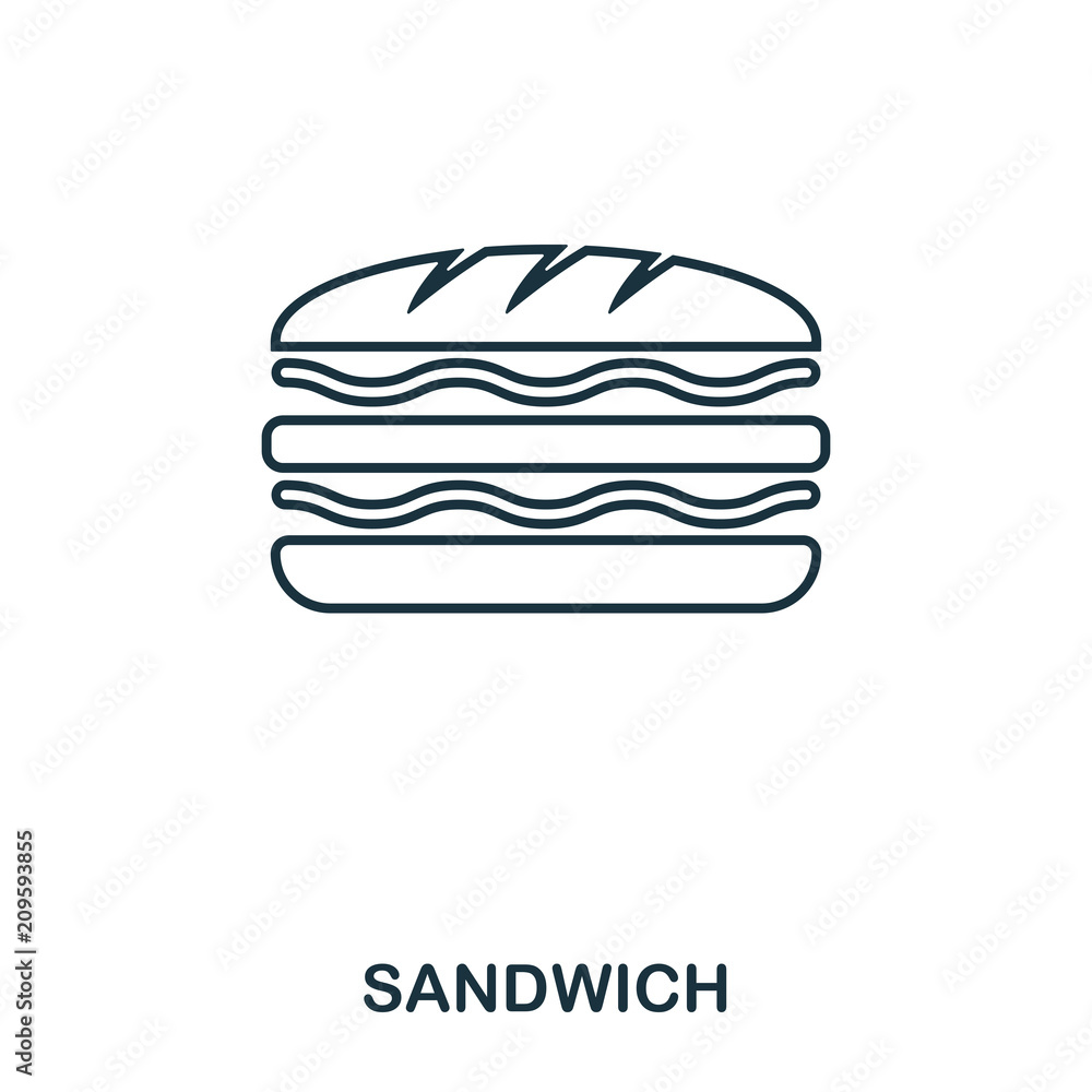 Poster simple outline sandwich icon. pixel perfect linear element. sandwich icon outline style for using in