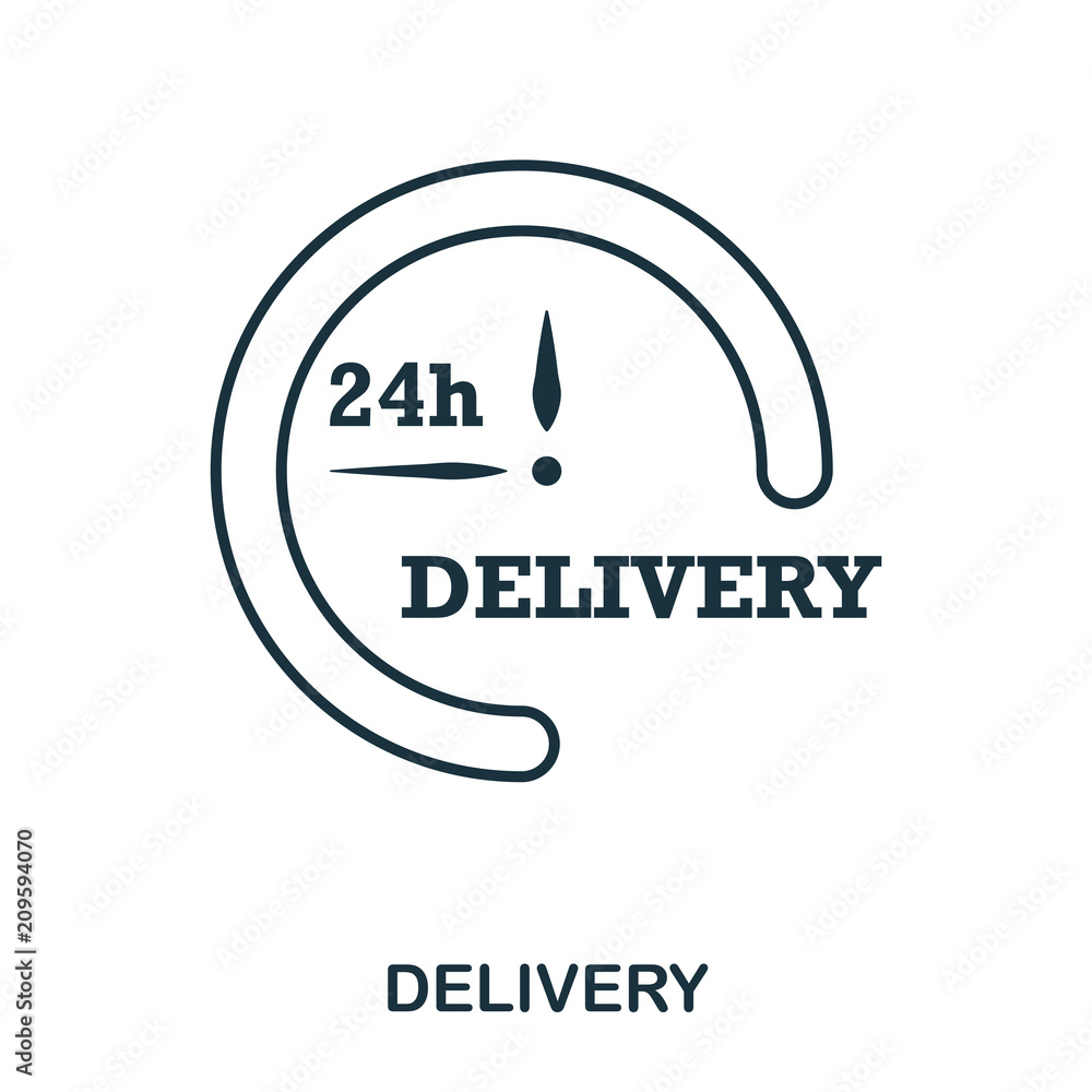 Poster simple outline delivery icon. pixel perfect linear element. delivery icon outline style for using in
