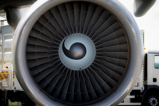 Turbofan jet engine, close-up.