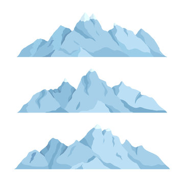 Big mountain set, vector illustration. Mountains landscape, isolated on white background.