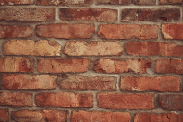 Vintage red brick wall texture background.
