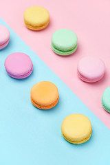 Sweets. Colorful Macaroons Background