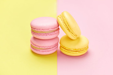 Macarons. Colorful Dessert On Background.