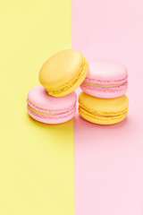 Macarons. Colorful Dessert On Background.