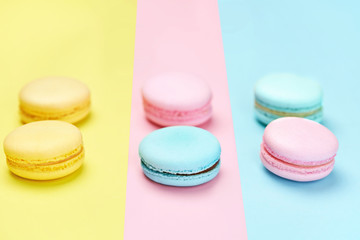 Fototapeta premium Macaron Sweets On Pastel Background