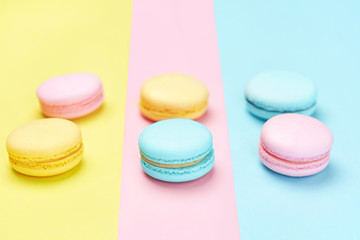 Macaron Sweets On Pastel Background